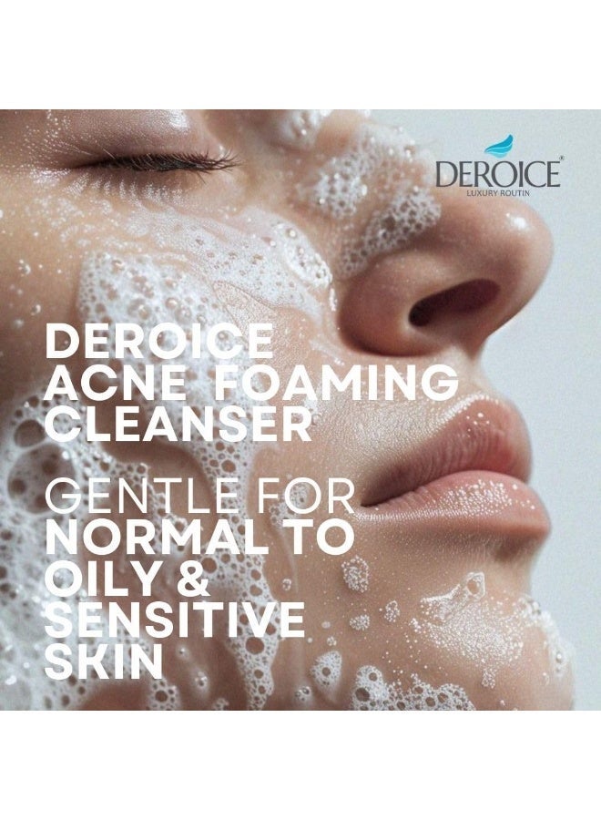 DEROICE Gentle Foaming Facial Cleanser with Brush – Daily Oil Control Cleanser for Oily & Acne-Prone Skin – Cleans Without Dryness, 150 ml - Image 2